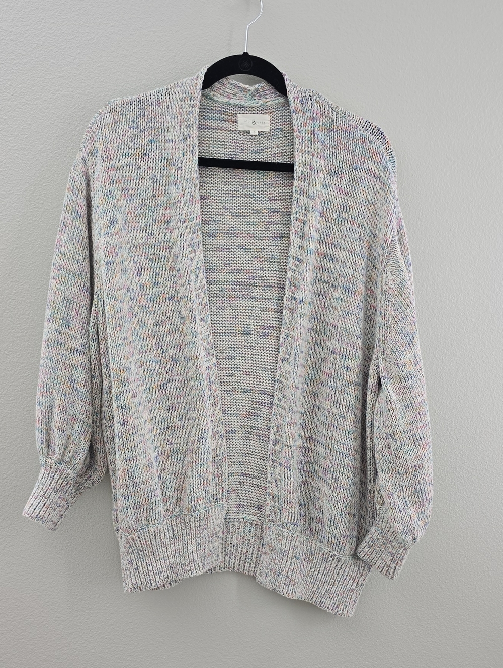 9/28 Lou & Grey Speckled Cream Open-Front Knit Cardigan